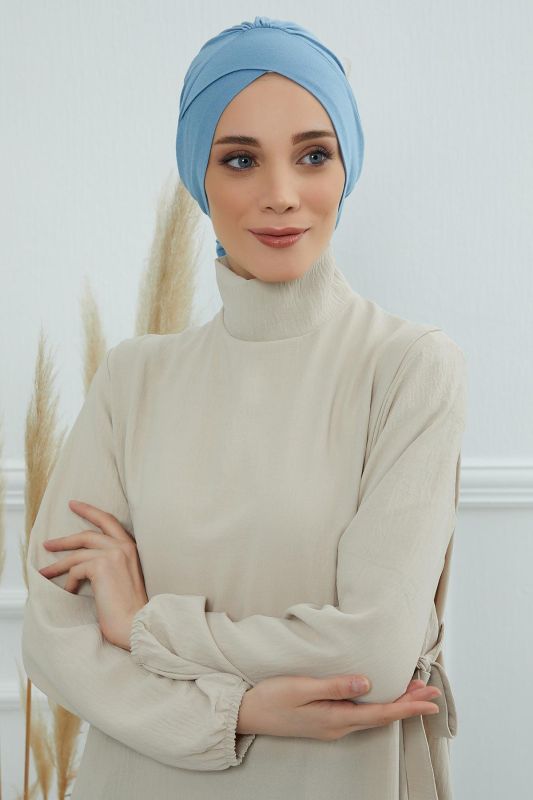 Kuşaklı Penye Bone,B-31 Mavi - 2