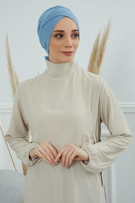 Kuşaklı Penye Bone,B-31 Mavi - 5