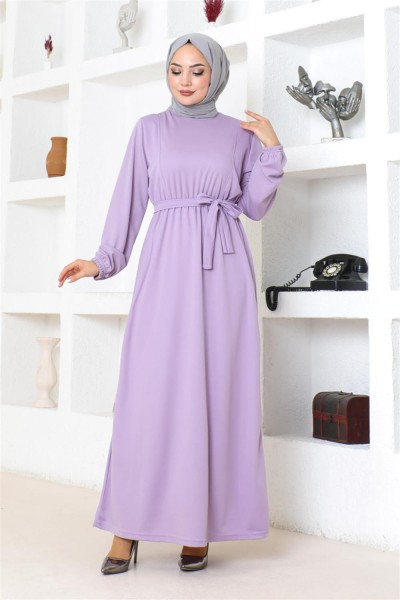 Kuşaklı Tesettür Elbise LİLA - Thumbnail