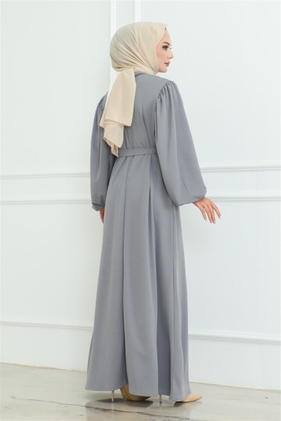 Liva Tesettür Elbise GRİ - Thumbnail