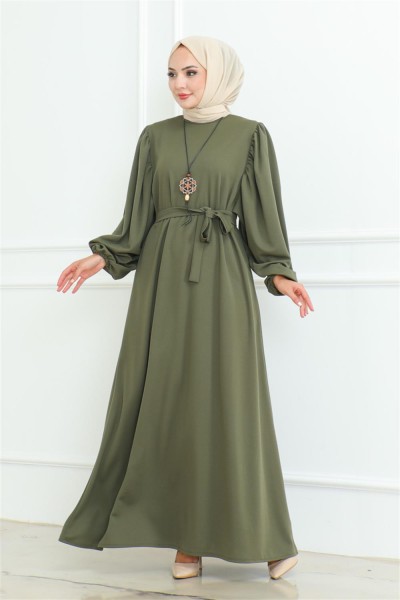 MG - Liva Tesettür Elbise HAKİ