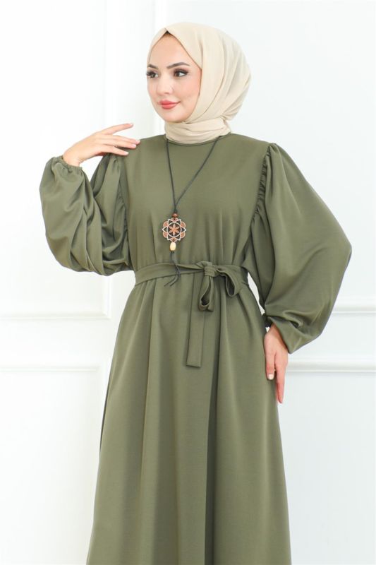 Liva Tesettür Elbise  HAKİ - 5