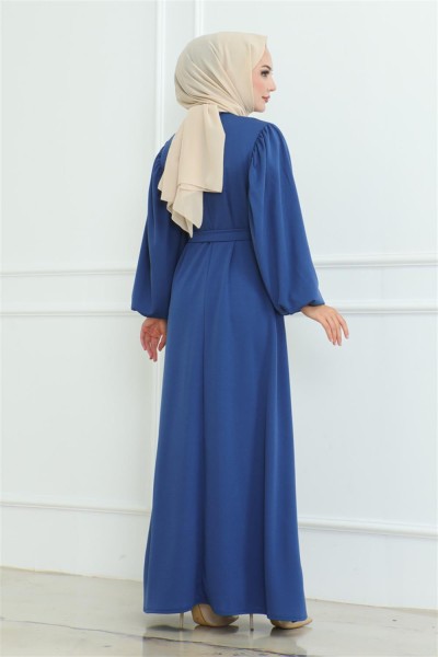 Liva Tesettür Elbise İNDİGO - Thumbnail