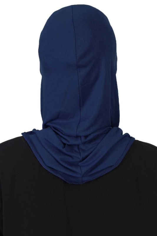 Masked Combed Cotton Bonnet, TB-2 Navy Blue - 4