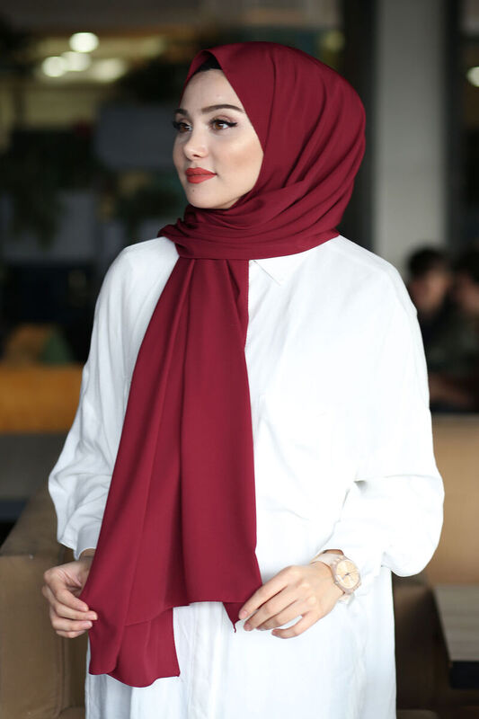 Medine İpeği Şal Bordo - 1
