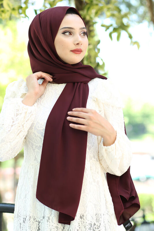 Medine İpeği Şal Koyu Bordo - 2