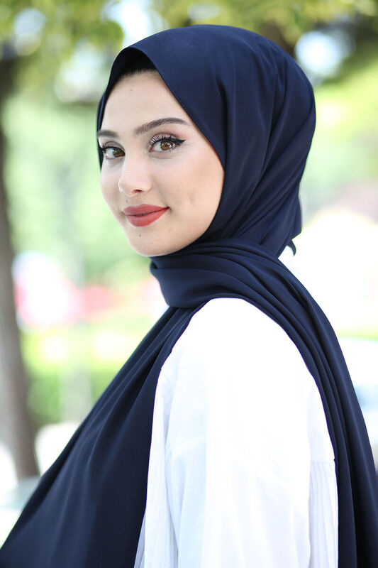 Medine İpeği Şal Lacivert - 3