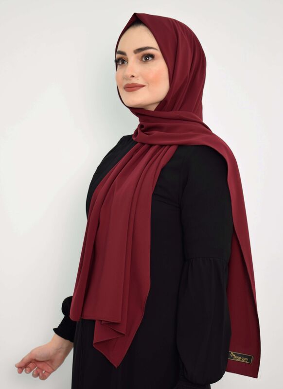 المدينة المنورة شال حرير MC1115 أحمر كلاريت - 1