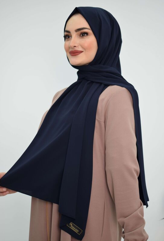 المدينة المنورة شال حرير MC1115 أزرق داكن - 1
