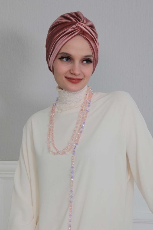 Maharaja Velvet Bonnet, B-4K Dusty Rose - 1