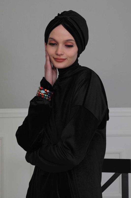 Maharaja Velvet Bonnet,B-4K Black - 6