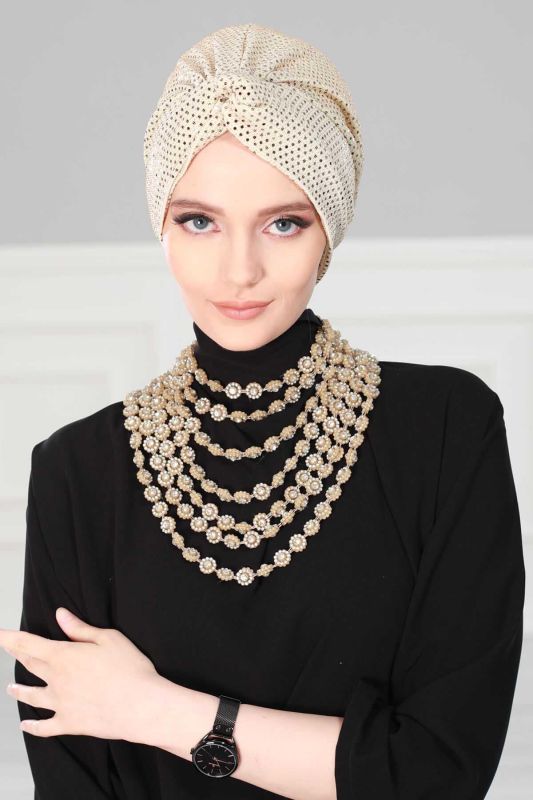 Maharaja Combed Cotton Bonnet Sequin, B-4MU Gold Sequin - 1
