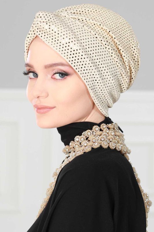 Maharaja Combed Cotton Bonnet Sequin, B-4MU Gold Sequin - 4