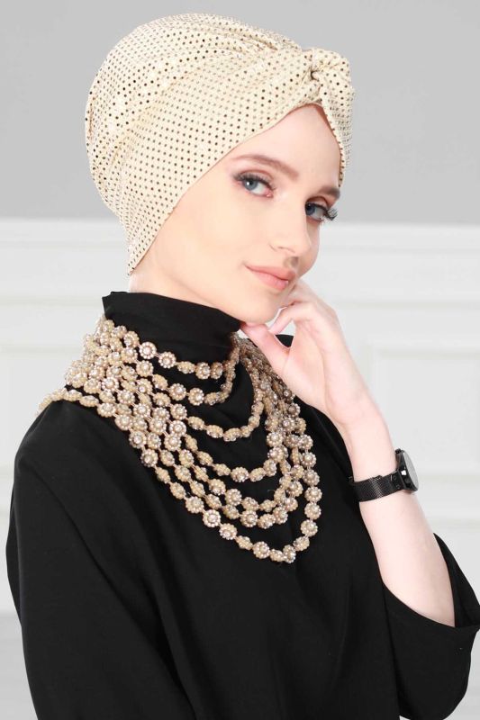 Maharaja Combed Cotton Bonnet Sequin, B-4MU Gold Sequin - 5