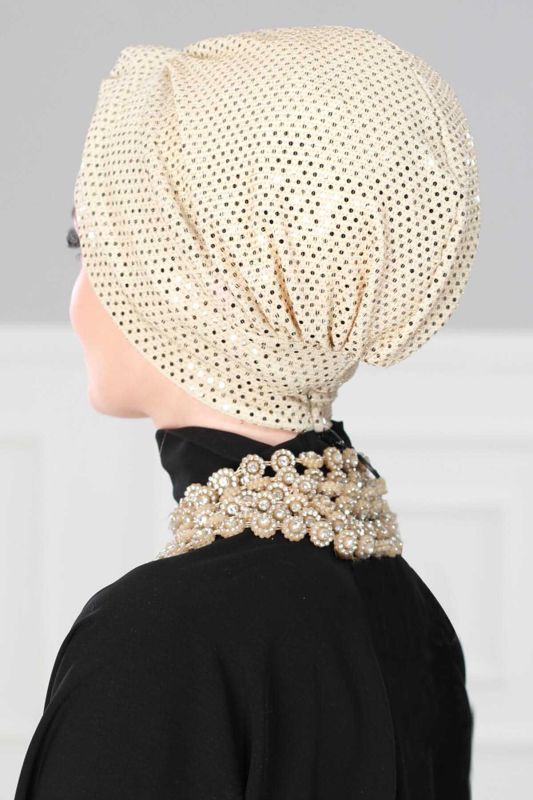 Maharaja Combed Cotton Bonnet Sequin, B-4MU Gold Sequin - 6