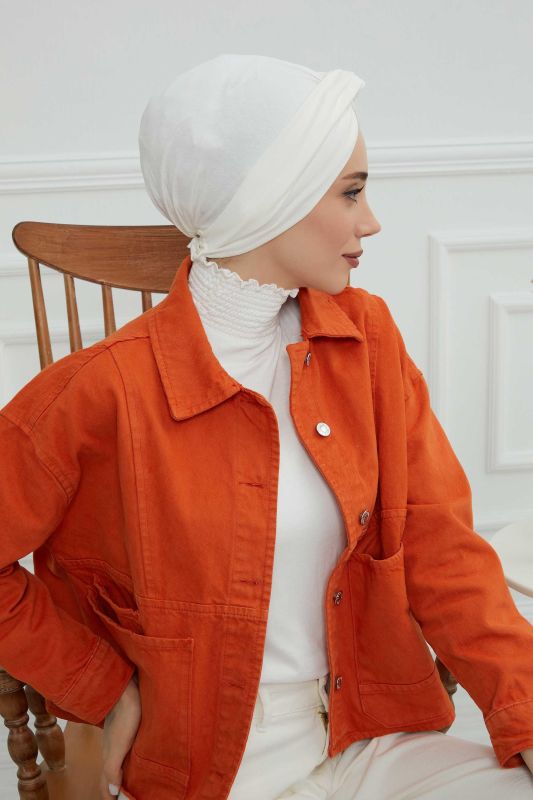 Maharaja Combed Cotton Bonnet, B-4 Cream - 3