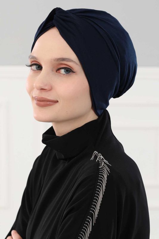 Maharaja Combed Cotton Bonnet, B-4 Navy Blue - 2