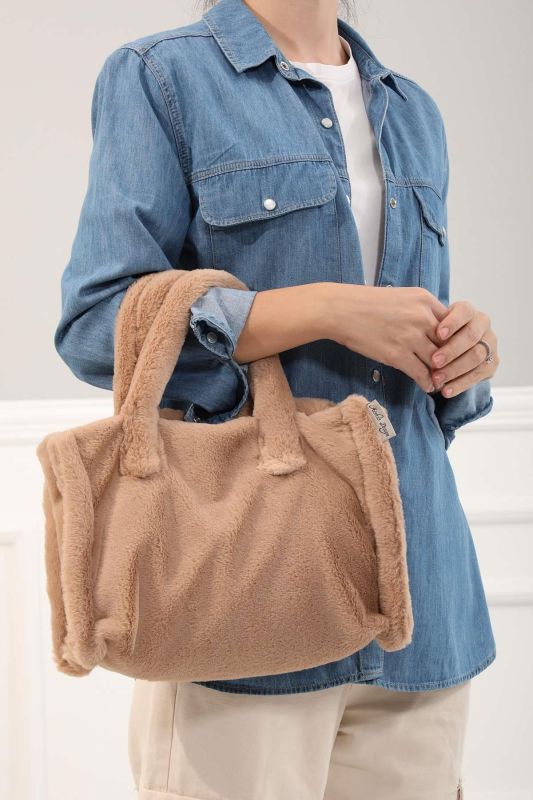 Mini Plush Bag,CE-3 Light Brown - 1