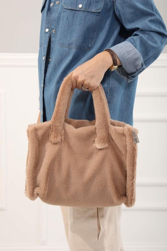 Mini Plush Bag,CE-3 Light Brown - 2