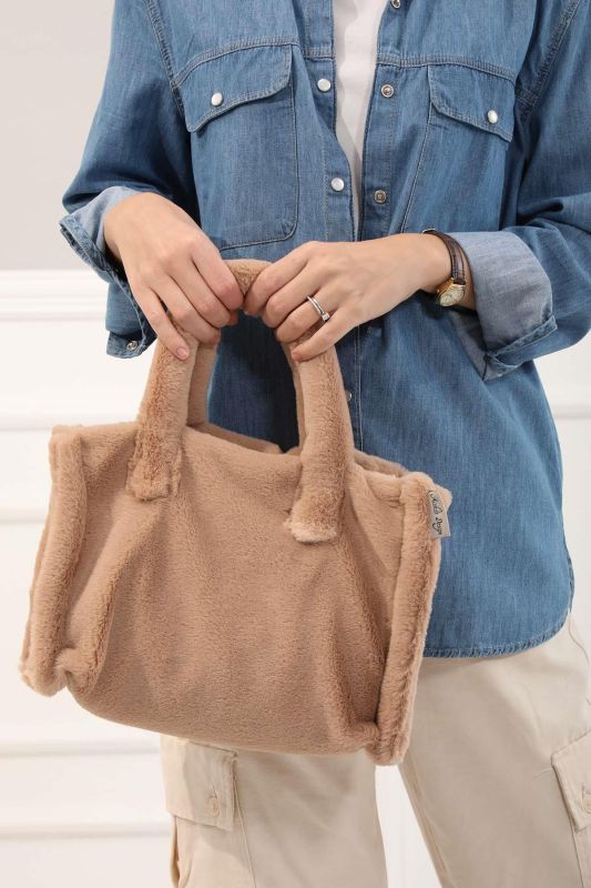 Mini Plush Bag,CE-3 Light Brown - 3