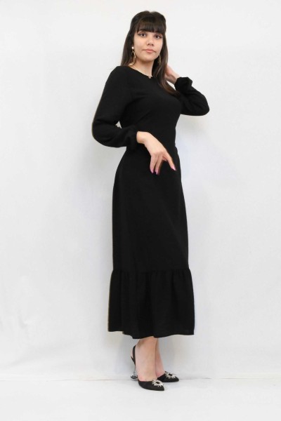 Moda Çizgi Aerobin Elbise Siyah - Thumbnail