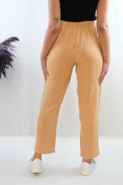 Moda Çizgi Aerobin Pantolon camel - Thumbnail