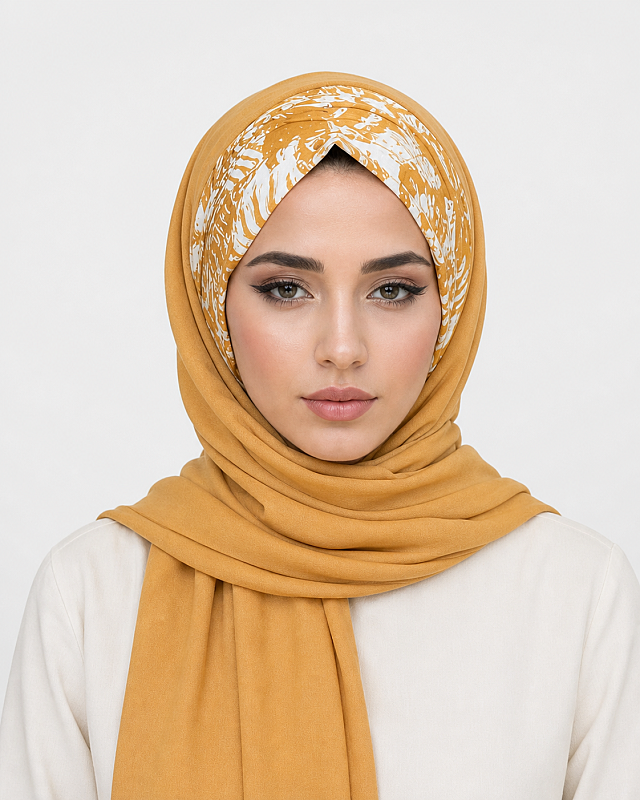 Başak Sarı Çiçek Desen Hazır Şal - 1