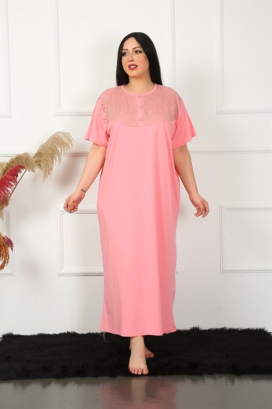 Moda Çizgi Big Dantelli Kısa Kol Anne Gecelik 1348 - 1
