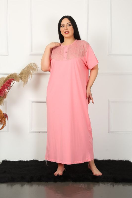 Moda Çizgi Big Dantelli Kısa Kol Anne Gecelik 1348 - 2