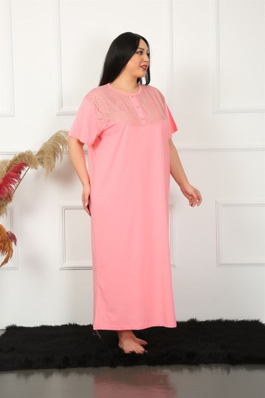 Moda Çizgi Big Dantelli Kısa Kol Anne Gecelik 1348 - 3