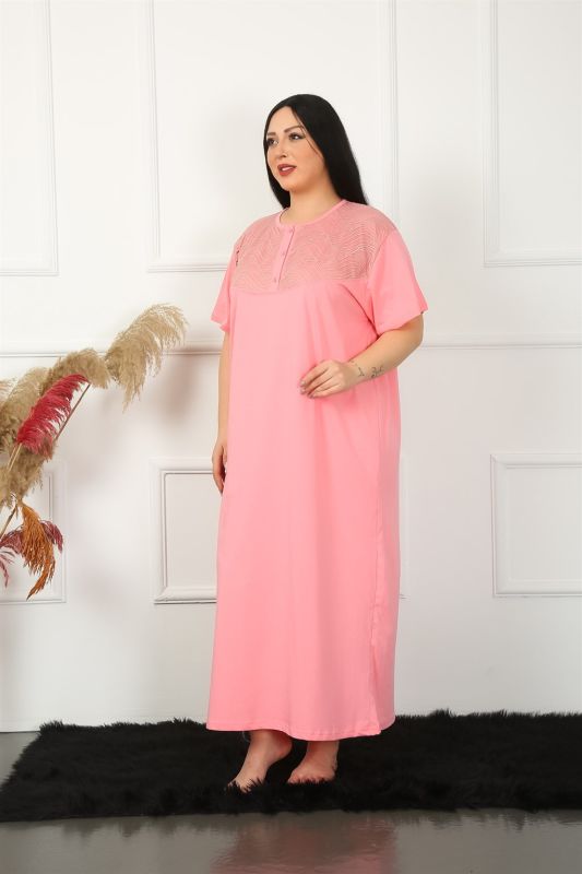 Moda Çizgi Big Dantelli Kısa Kol Anne Gecelik 1348 - 4