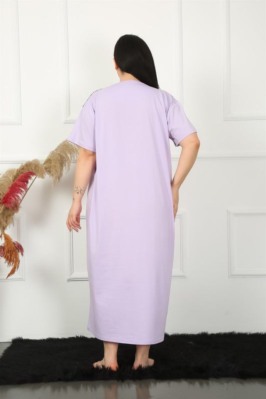 Moda Çizgi Big Dantelli Kısa Kol Lila Anne Gecelik 1348 - 7