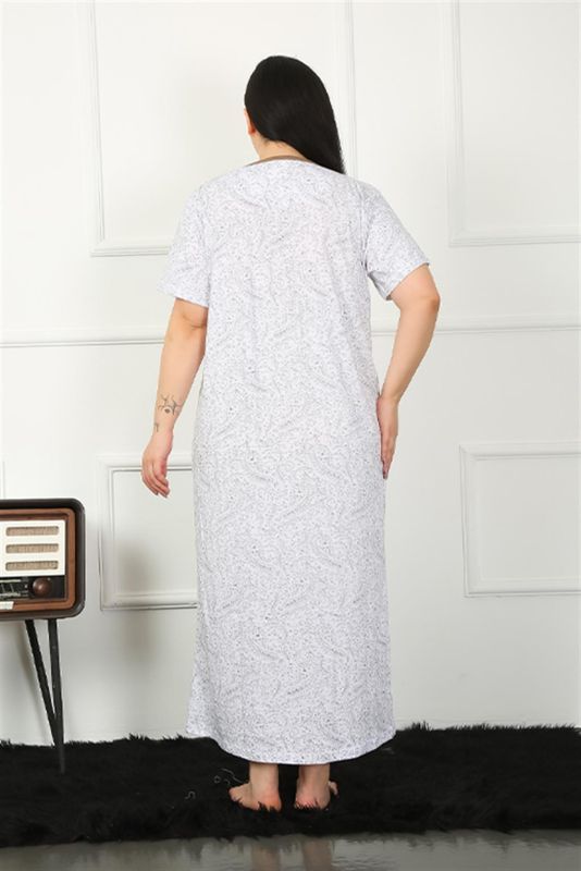Moda Çizgi Big Kısa Kol Kahve Anne Gecelik 1353 - 1