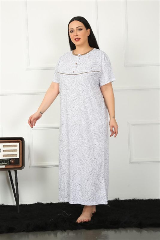 Moda Çizgi Big Kısa Kol Kahve Anne Gecelik 1353 - 2