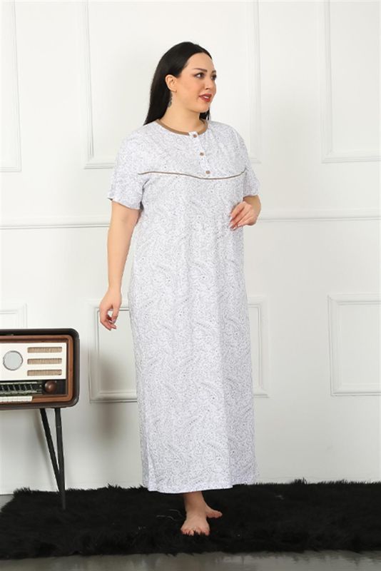 Moda Çizgi Big Kısa Kol Kahve Anne Gecelik 1353 - 3