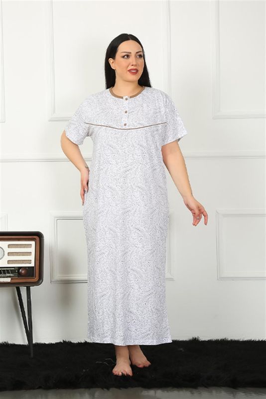 Moda Çizgi Big Kısa Kol Kahve Anne Gecelik 1353 - 4