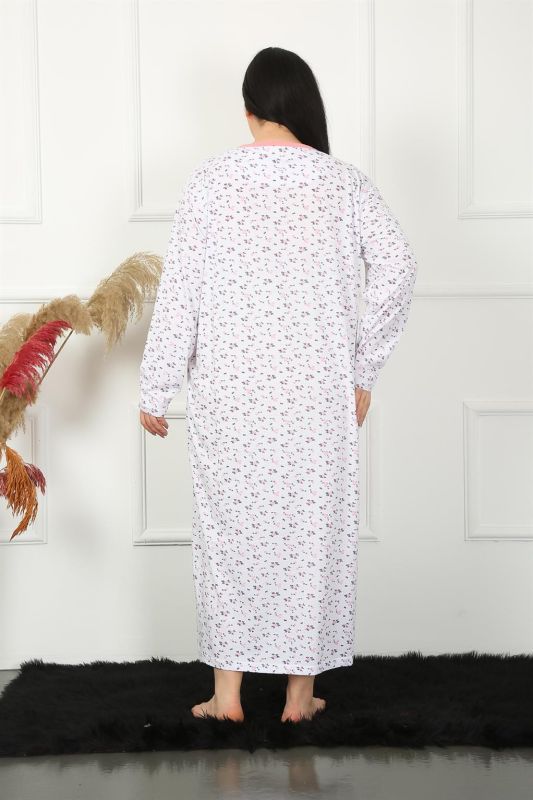Moda Çizgi Big Uzun Kol Beyaz Anne Gecelik 1356 - 3