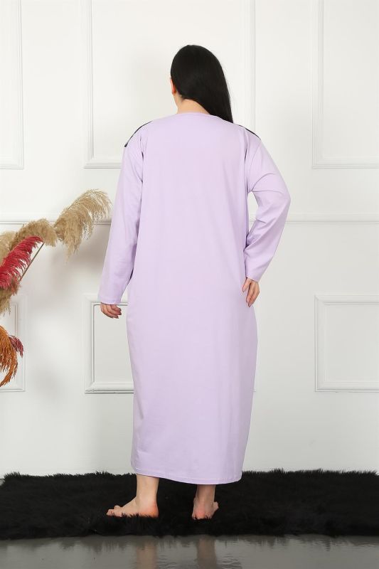 Moda Çizgi Big Uzun Kol Dantelli Lila Anne Gecelik 1355 - 3