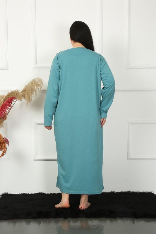 Moda Çizgi Big Uzun Kol Dantelli Petrol Anne Gecelik 1355 - 3