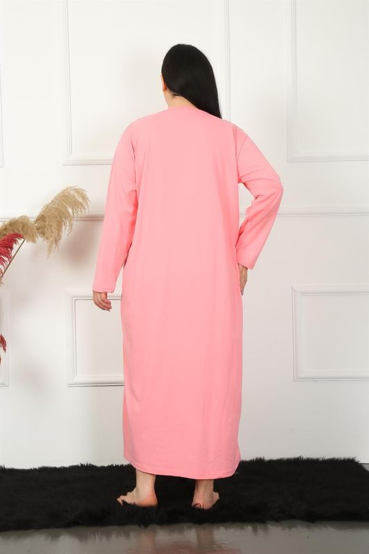 Moda Çizgi Big Uzun Kol Dantelli Somon Anne Gecelik 1355 - 3