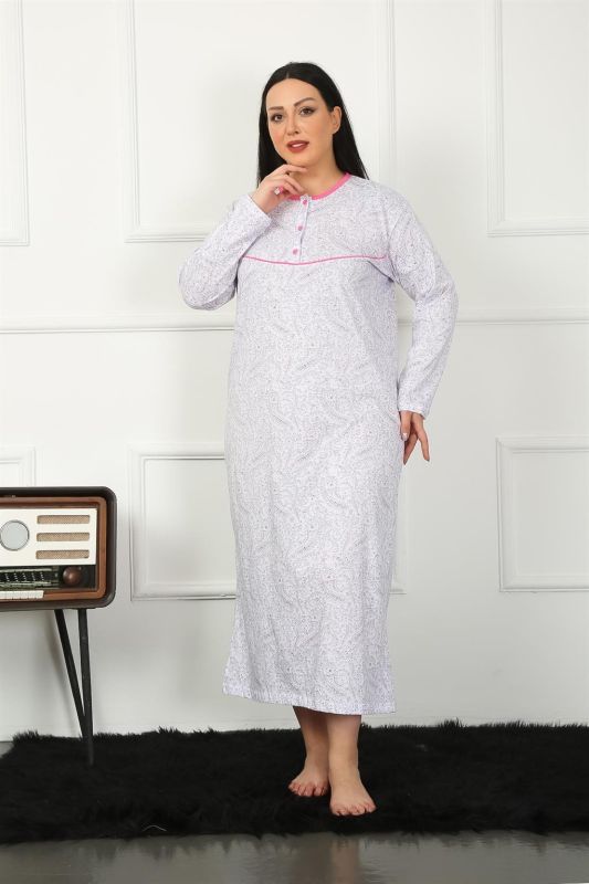 Moda Çizgi Big Uzun Kol Fuşya Anne Gecelik 1359 - 1