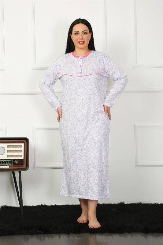 Moda Çizgi Big Uzun Kol Fuşya Anne Gecelik 1359 - 2