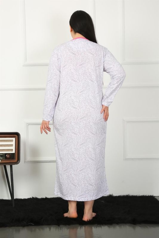 Moda Çizgi Big Uzun Kol Fuşya Anne Gecelik 1359 - 3