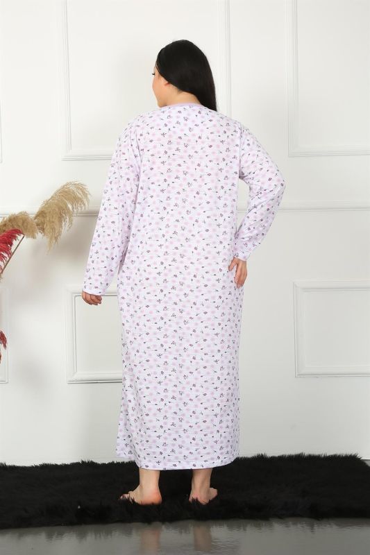 Moda Çizgi Big Uzun Kol Lila Anne Gecelik 1357 - 1
