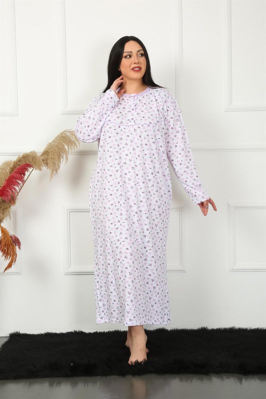 Moda Çizgi Big Uzun Kol Lila Anne Gecelik 1357 - 2