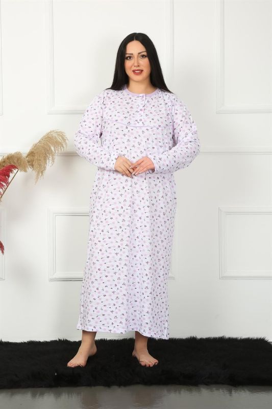 Moda Çizgi Big Uzun Kol Lila Anne Gecelik 1357 - 3