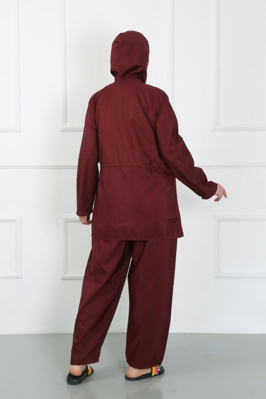 Moda Çizgi Büyük Beden Tesettür Büyük Mayo Bordo 44010 - 5