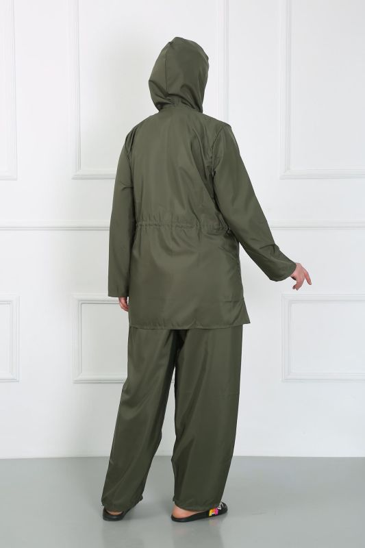Moda Çizgi Büyük Beden Tesettür Büyük Mayo Haki 44010 - 4
