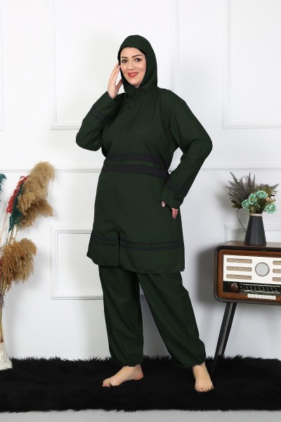 Moda Çizgi - Moda Çizgi Büyük Beden Tesettür Mayo 60-62-64-66 Beden Haki 55015