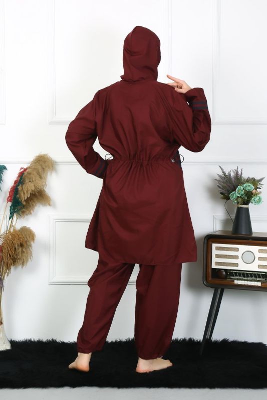 Moda Çizgi Büyük Beden Tesettür Mayo 7XL-8XL-9XL-10XL Bordo 55010 - 4